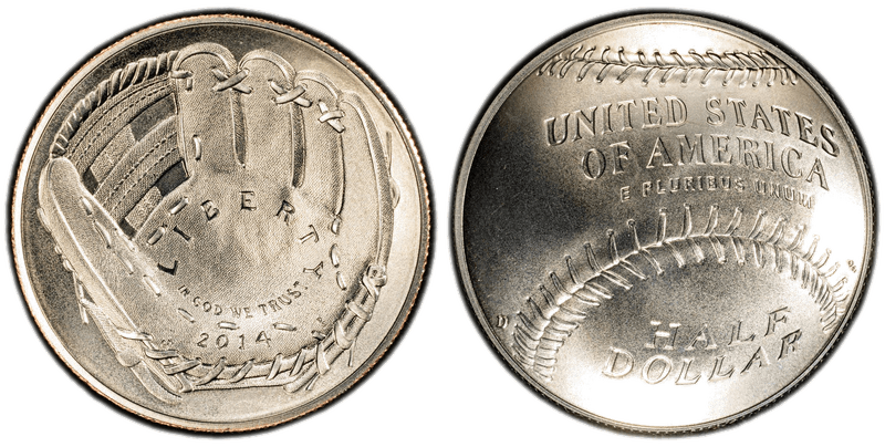 2014-D Baseball Hall of Fame Half Dollar — first curved US coin